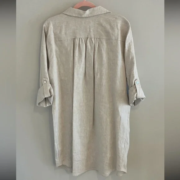 Karen Kane Linen Roll Sleeve Shirt Dress NWT